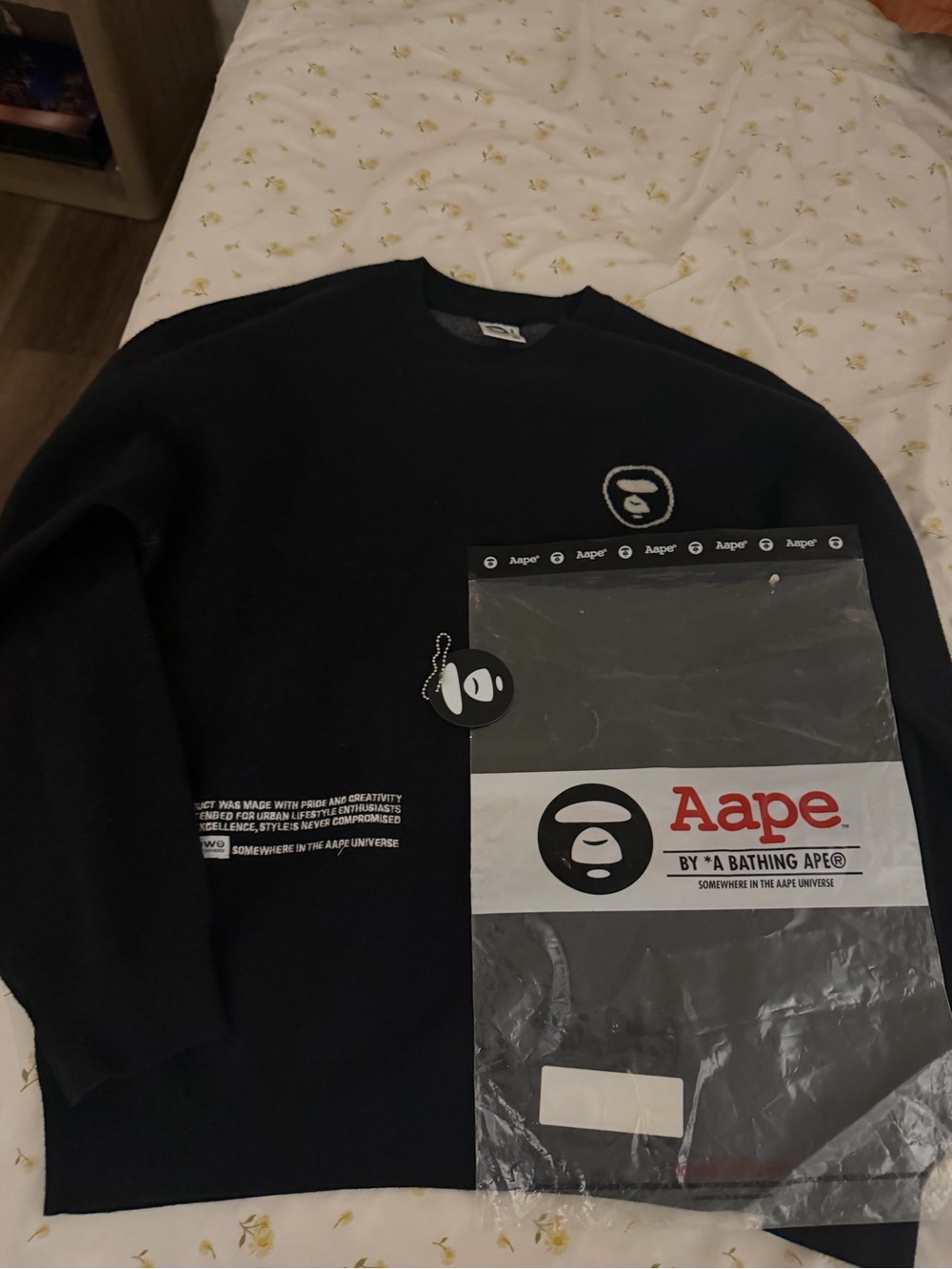 A Bathing Ape Black Crewneck Sweatshirt with Ape Head Logo